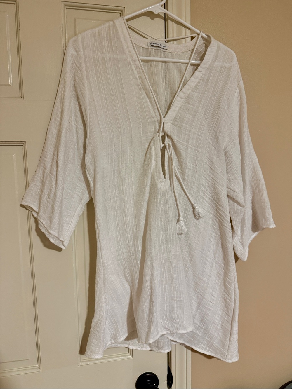 White Gauze Tie-Front Tunic Top